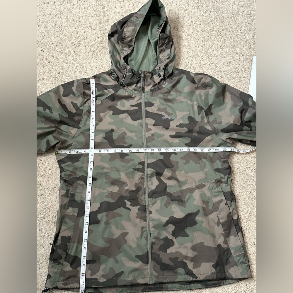 Columbia Camo Rain Jacket Mens XXL Lightweight Hooded Windbreaker Outdoor - Picture 3 of 10